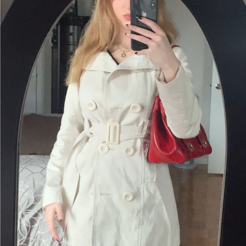 Cream Trench Coat & Free Scarf